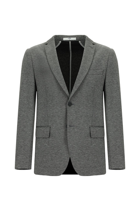 Koyu Antrasit 7 Drop Slim Fit Dar Kesim Klasik Desenli Örme Ceket