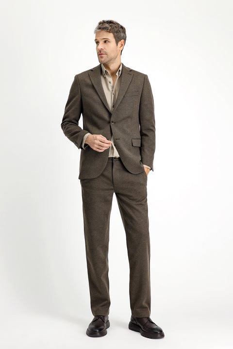 Dark Mink 6 Drop Regular Fit Classic Patterned Knit Jacket