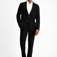 Siyah 7 Drop Slim Fit Dar Kesim Desenli Pamuklu Ceket