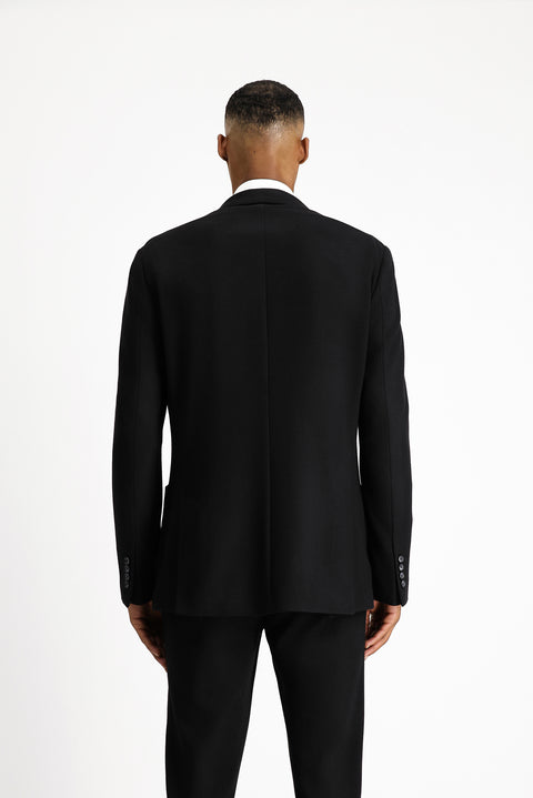 Siyah 4 Drop Relaxed Fit Rahat Kesim Desenli Pamuklu Ceket