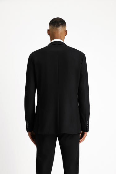 Siyah Slim Fit Dar Kesim Desenli Pamuklu Ceket