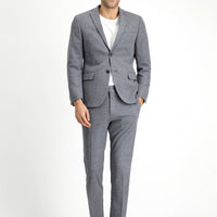 Orta Gri Melanj Super Slim Fit Ekstra Dar Kesim Klasik Desenli Pamuklu Örme Ceket