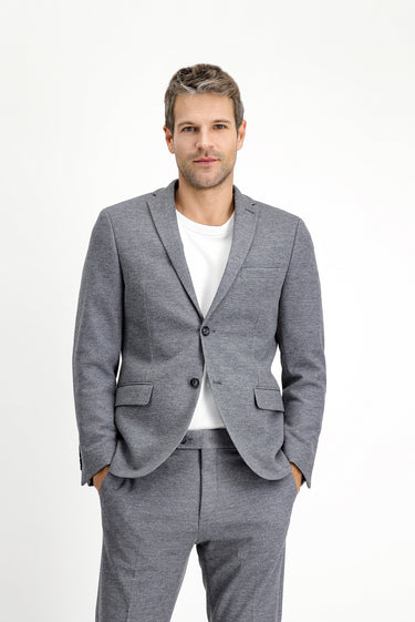 Orta Gri Melanj Super Slim Fit Ekstra Dar Kesim Klasik Desenli Pamuklu Örme Ceket