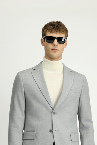  Orta Gri Melanj Regular Fit Mikro Desen Klasik Ceket