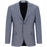 Koyu Lacivert 6 Drop Regular Fit Standart Kesim Desenli Keten Karışımlı Ceket