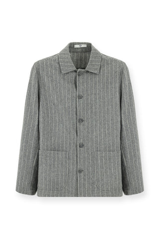  Orta Gri Melanj Regular Fit Yünlü Çizgili Spor Ceket