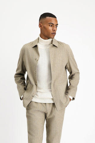  Orta Vizon Regular Fit Yünlü Çizgili Spor Ceket