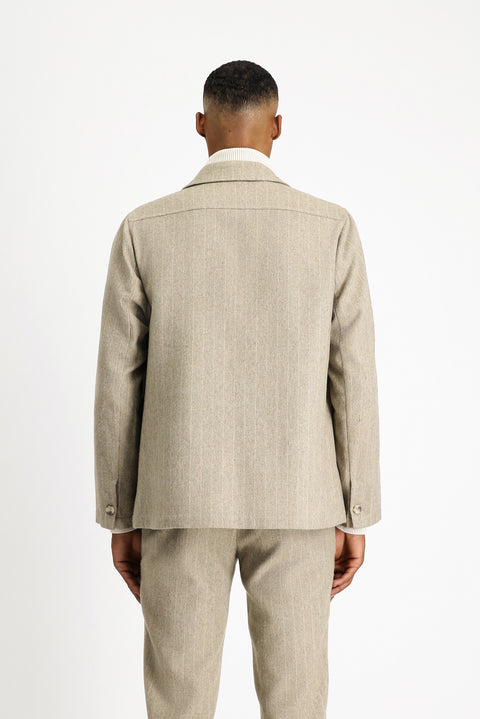 Orta Vizon 6 Drop Regular Fit Standart Kesim Yünlü Çizgili Spor Ceket