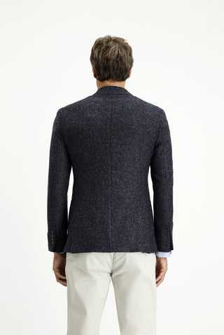  Koyu Lacivert Slim Fit Dar Kesim Yünlü Çizgili Spor İtalyan Ceket
