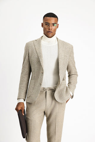  Orta Vizon Slim Fit Dar Kesim Yünlü Çizgili Spor İtalyan Ceket