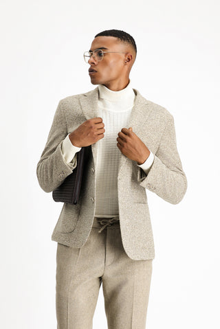  Orta Vizon Slim Fit Dar Kesim Yünlü Çizgili Spor İtalyan Ceket