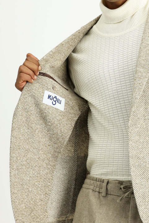 Orta Vizon 7 Drop Slim Fit Dar Kesim Yünlü Çizgili Spor İtalyan Ceket