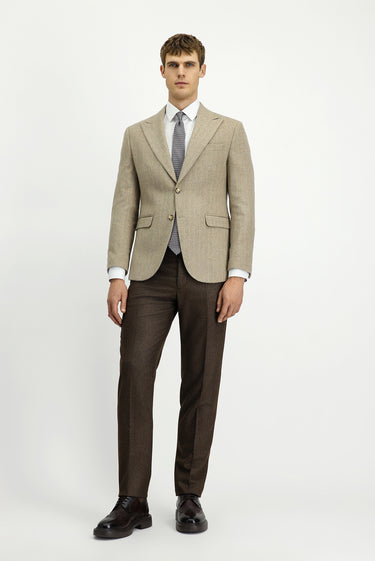  Orta Vizon Slim Fit Dar Kesim Yünlü Çizgili Klasik Ceket