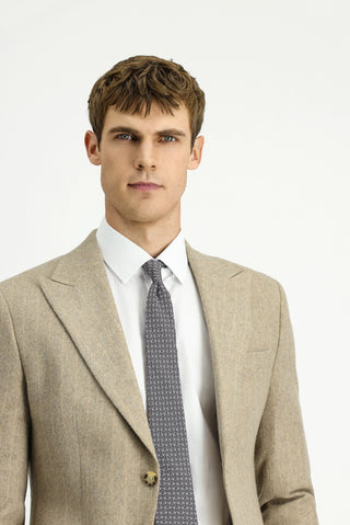  Orta Vizon Slim Fit Dar Kesim Yünlü Çizgili Klasik Ceket