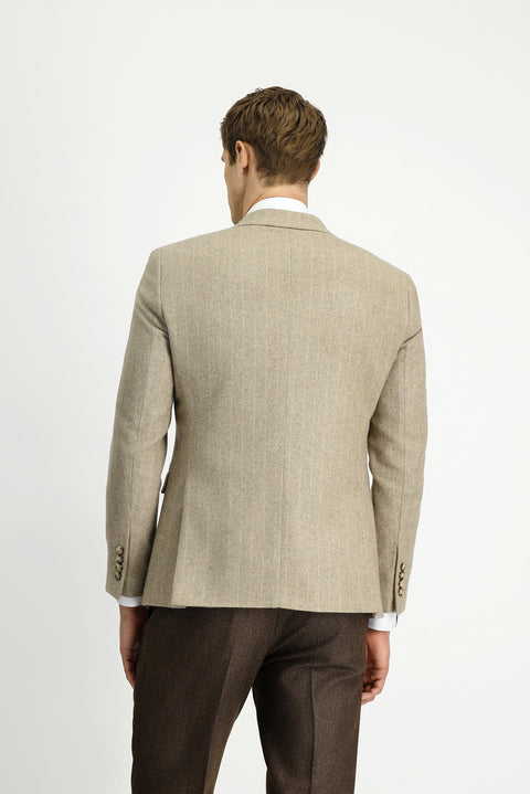 Orta Vizon 7 Drop Slim Fit Dar Kesim Yünlü Çizgili Klasik Ceket