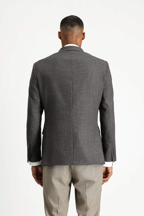 Orta Antrasit 6 Drop Regular Fit Standart Kesim Çizgili Kruvaze Ceket
