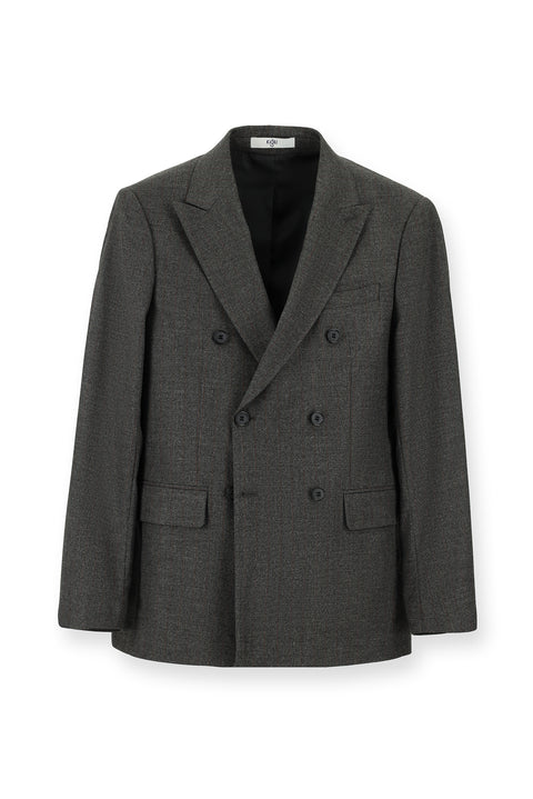 Orta Antrasit 6 Drop Regular Fit Standart Kesim Çizgili Kruvaze Ceket