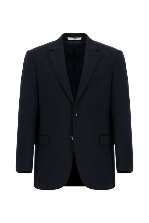 Siyah Lacivert 6 Drop Regular Fit Standart Kesim Klasik Çizgili Örme Ceket