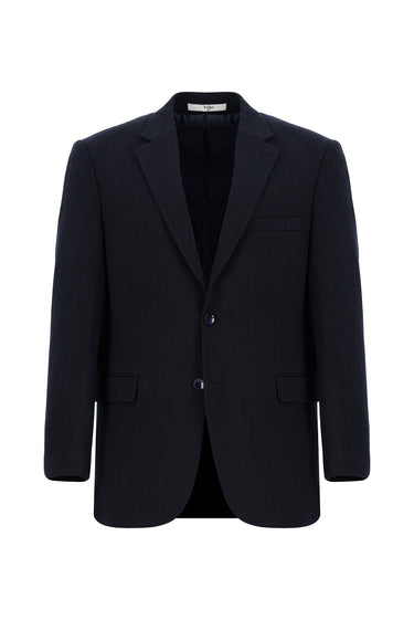 Siyah Lacivert Relaxed Fit Rahat Kesim Klasik Çizgili Örme Ceket