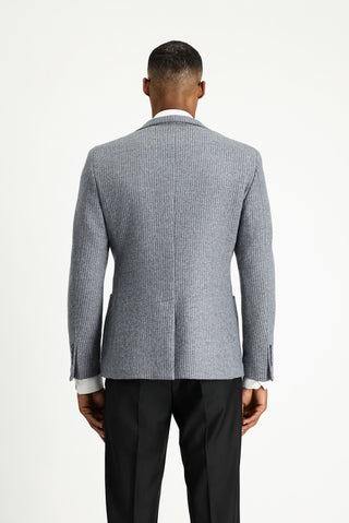  İndigo Super Slim Fit Ekstra Dar Kesim Yünlü Çizgili Spor Örme Ceket