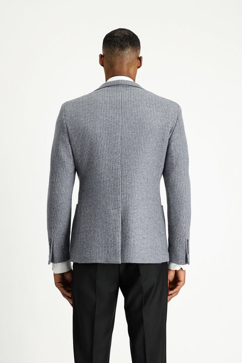 İndigo 7 Drop Super Slim Fit Eksra Dar Kesim Yünlü Çizgili Spor Örme Ceket