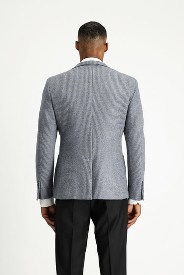 İndigo Super Slim Fit Ekstra Dar Kesim Yünlü Çizgili Spor Örme Ceket