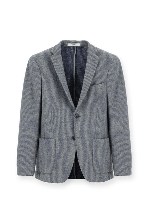 İndigo 4 Drop Relaxed Fit Rahat Kesim Yünlü Çizgili Spor Örme Ceket