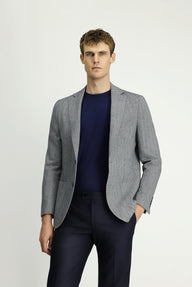  Açık Lacivert 6 Drop Regular Fit Standart Kesim Yünlü Desenli Spor Ceket