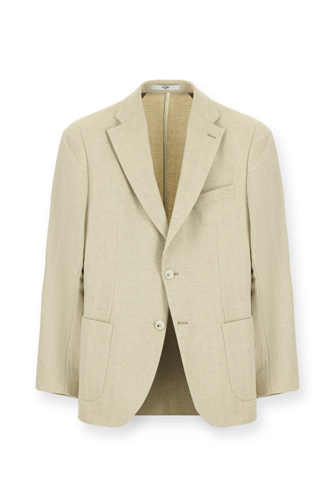 Açık Bej 7 Drop Slim Fit Dar Kesim Yünlü Desenli Spor Ceket