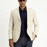 Açık Bej 6 Drop Regular Fit Standart Kesim Yünlü Desenli Spor Ceket