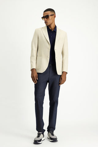  Açık Bej Regular Fit Yünlü Desenli Spor Ceket