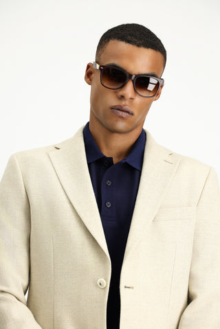  Açık Bej Regular Fit Yünlü Desenli Spor Ceket