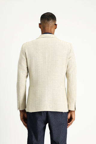  Açık Bej Slim Fit Dar Kesim Yünlü Desenli Spor Ceket