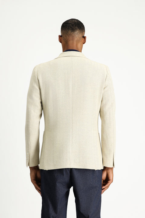 Açık Bej 7 Drop Slim Fit Dar Kesim Yünlü Desenli Spor Ceket