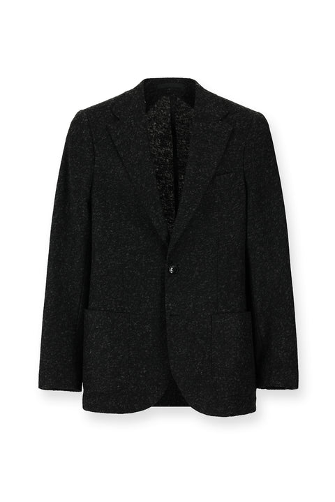 Siyah 7 Drop Slim Fit Dar Kesim Desenli Yünlü İtalyan Ceket