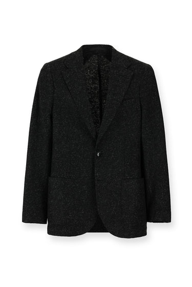 Siyah Slim Fit Dar Kesim Desenli Yünlü İtalyan Ceket
