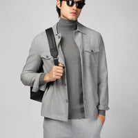 Orta Gri Melanj Regular Fit Yünlü Spor Ceket