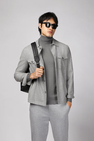  Orta Gri Melanj Regular Fit Yünlü Spor Ceket