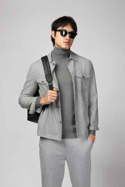 Orta Gri Melanj 6 Drop Regular Fit Standart Kesim Yünlü Spor Ceket