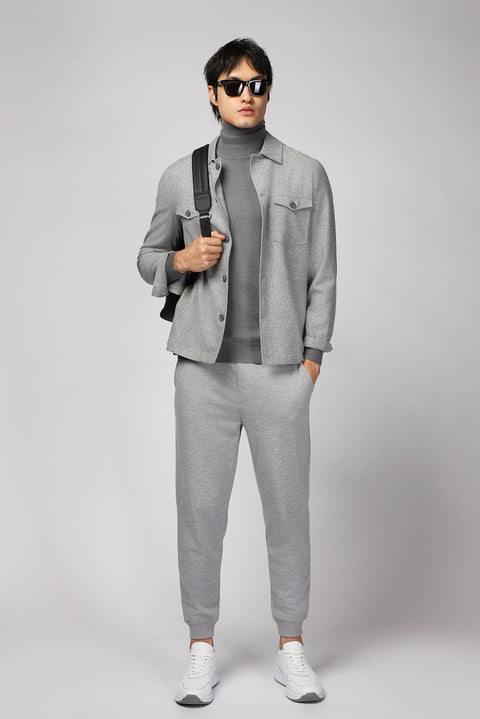 Orta Gri Melanj 6 Drop Regular Fit Standart Kesim Yünlü Spor Ceket