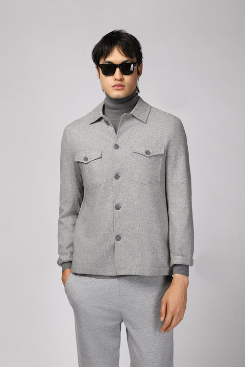 Orta Gri Melanj 6 Drop Regular Fit Standart Kesim Yünlü Spor Ceket