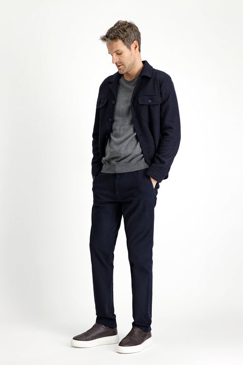 Koyu Lacivert 6 Drop Regular Fit Standart Kesim Yünlü Spor Ceket