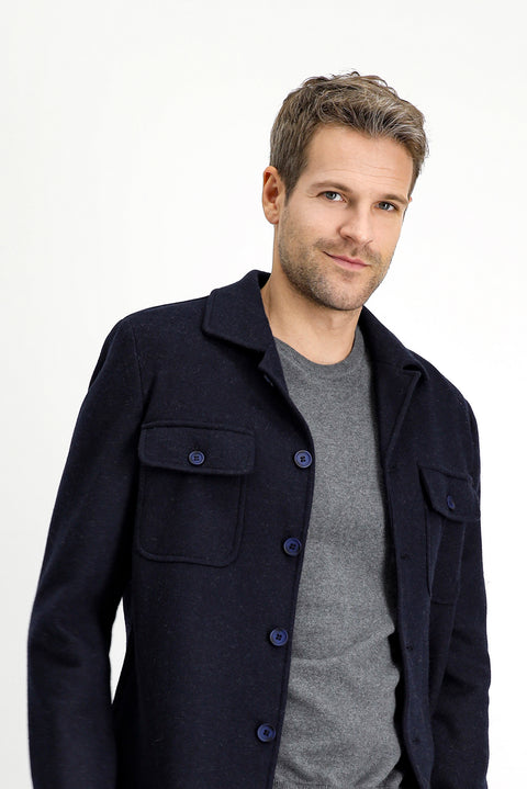 Koyu Lacivert 6 Drop Regular Fit Standart Kesim Yünlü Spor Ceket