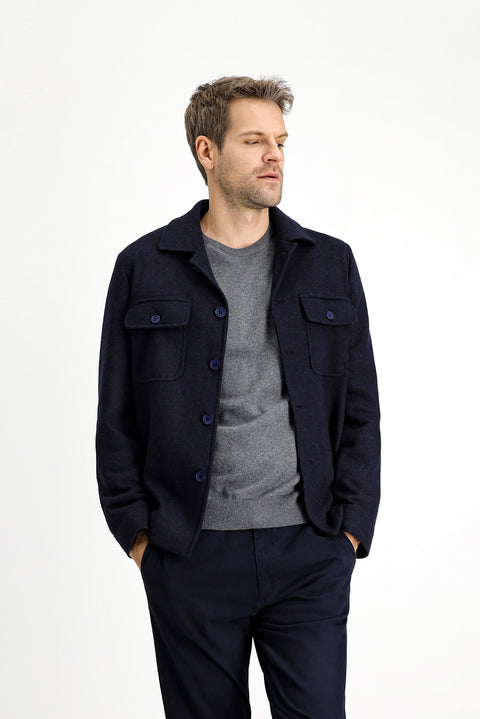 Koyu Lacivert 6 Drop Regular Fit Standart Kesim Yünlü Spor Ceket