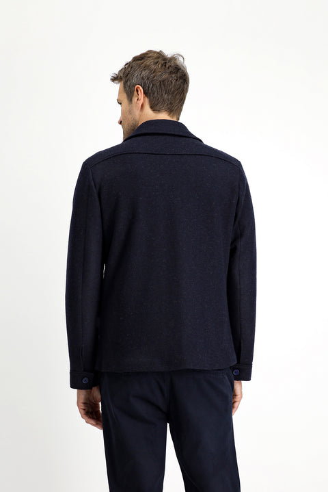 Koyu Lacivert 6 Drop Regular Fit Standart Kesim Yünlü Spor Ceket