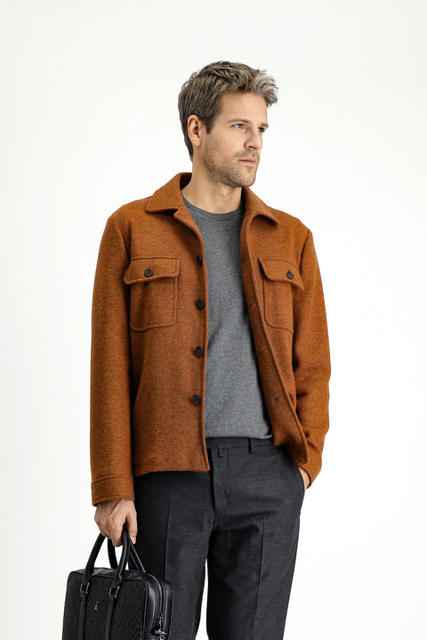 Kiremit 6 Drop Regular Fit Standart Kesim Yünlü Spor Ceket