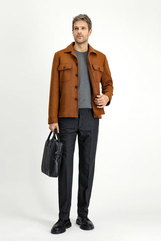  Kiremit Regular Fit Yünlü Spor Ceket