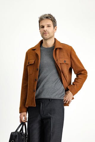  Kiremit Regular Fit Yünlü Spor Ceket