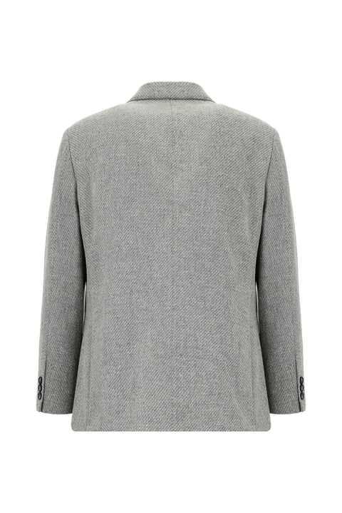 Açık Gri 4 Drop Relaxed Fit Rahat Kesim Yünlü Spor Ceket