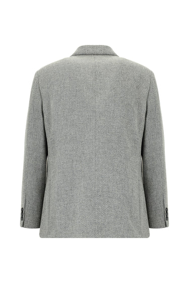 Açık Gri Regular Fit Yünlü Spor Ceket